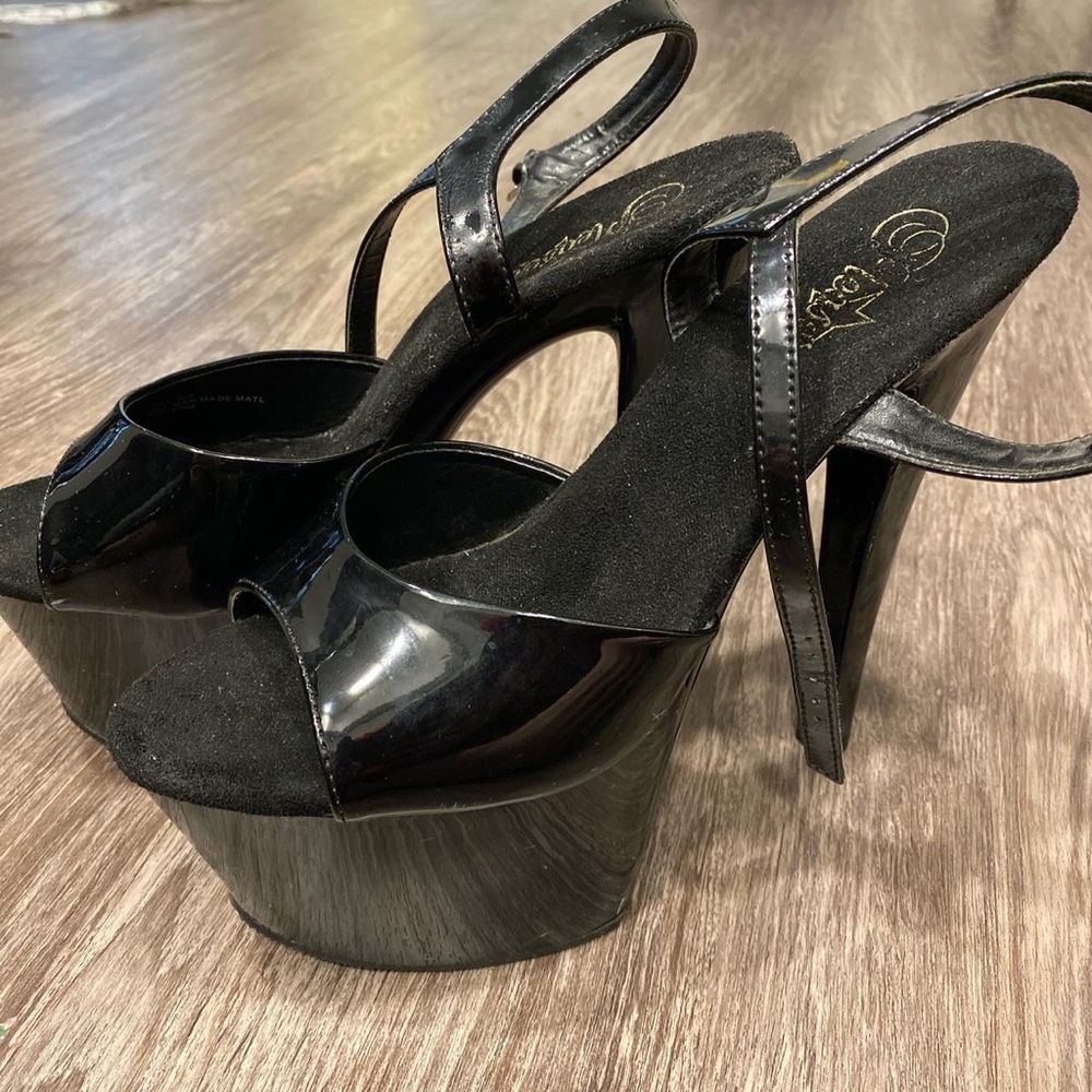 Black Patent Pleaser Sandals